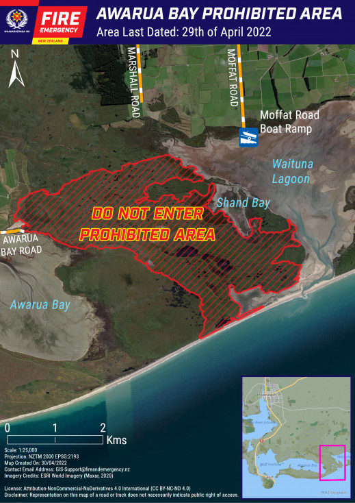 Awarua Bay Prohibited Area Map