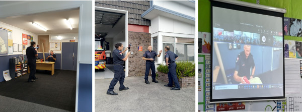 Counties Manukau team delivering the virtual Firefighter presentation and Live Fire Station Visit to Owairoa Primary School