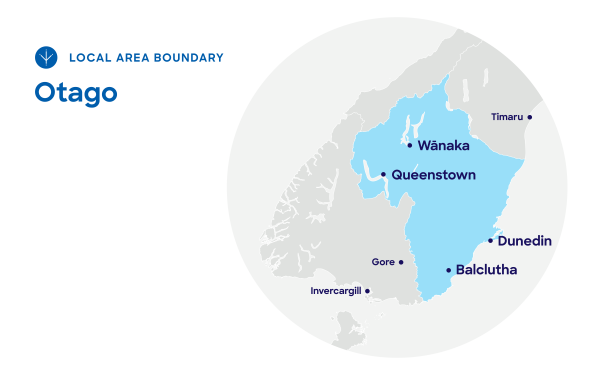 Local Area Committee boundary map - Otago