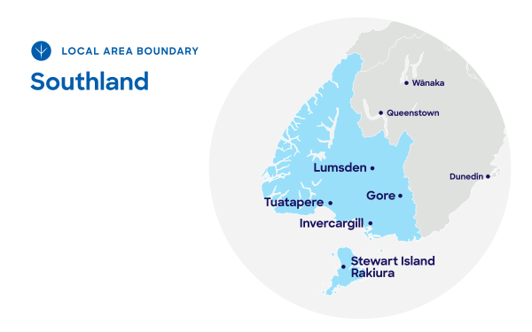 Local Area Committee boundary map - Southland