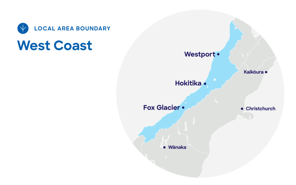 Local Area Committee boundary map - West Coast