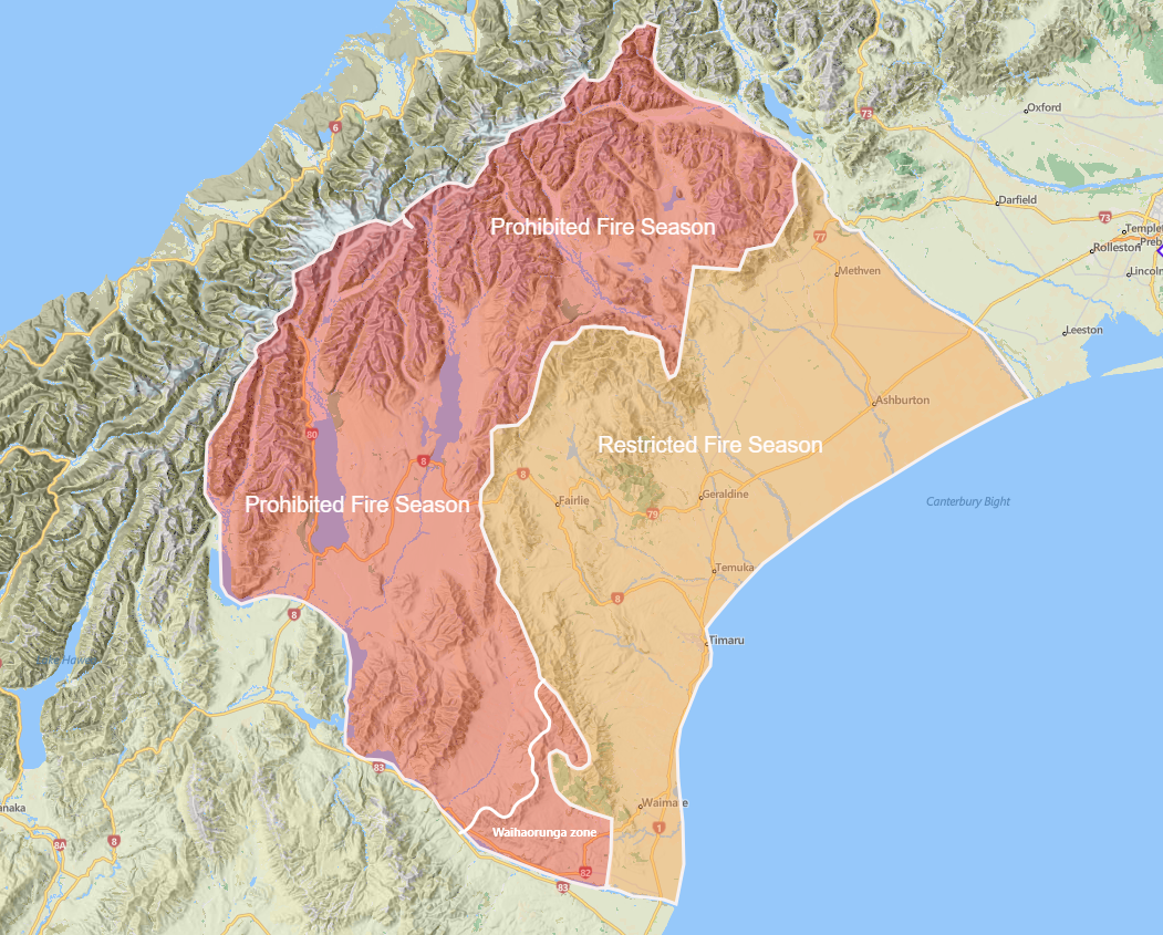 Prohibited fire season for Waihaorunga Zone in Mid-South Canterbury icon